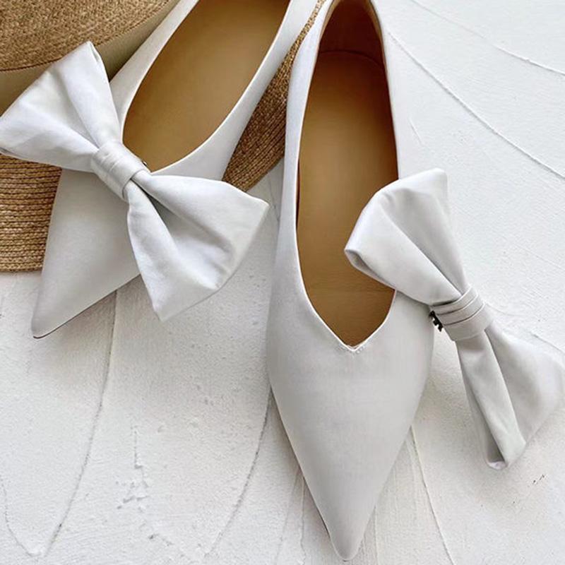 Bowknot Flat Shoes Women's Ballet Shoes Elegant Temperament Single Shoes Women