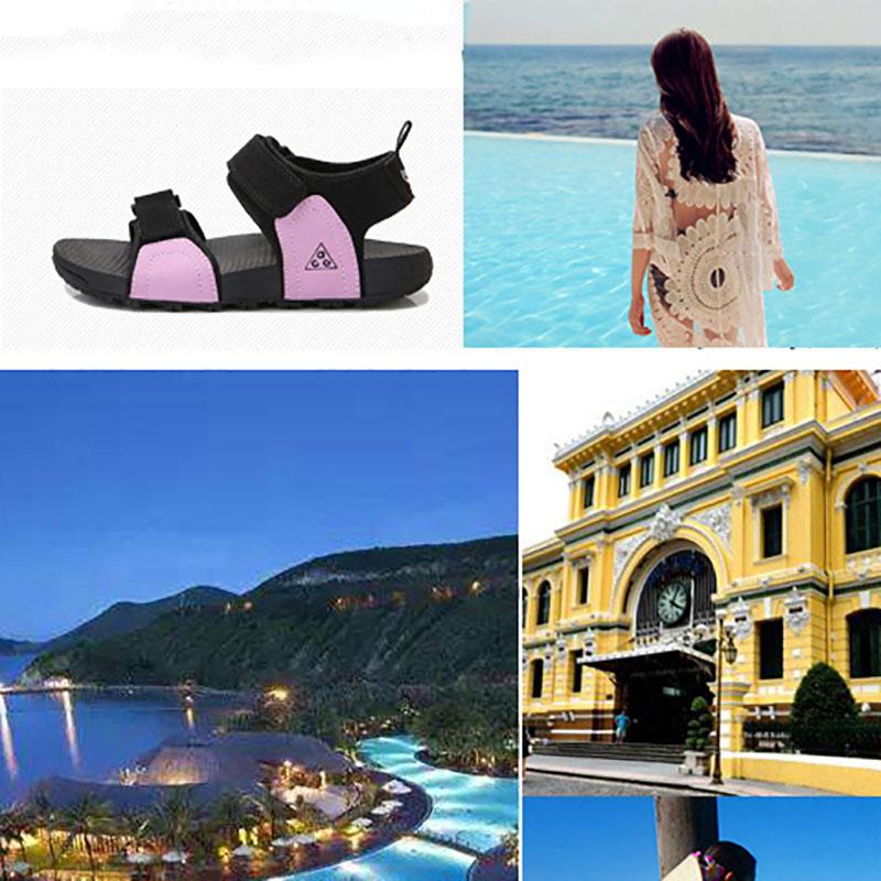 Summer Velcro Women's Sandals Thick-soled Fashion All-match Flat Shoes Mid-heel Sports Casual Sandals