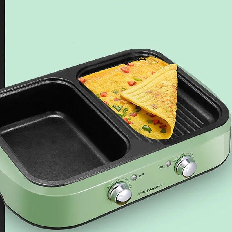 1300W BBC Heat Pot 2-in-1 Machine Electric Bakeware Smokeless Fried Pan Multi-purpose Grill Pan Nonstick Pot