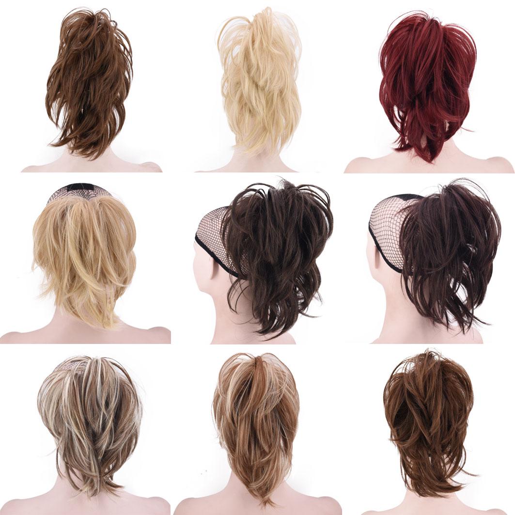 Scrunchy Bun Synthetic Hair Extension Hairpieces for Women Messy Bun Chignon Hair Band Wrap Ponytail