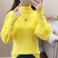 Core-spun High-neck Slim-fit Sweater Women Autumn and Winter Lantern Sleeve Knit Top Fashion Loose Bottoming Shirt Tide