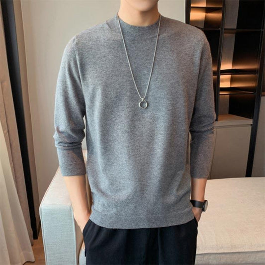 Autumn and Winter Half Turtleneck Sweater Men Loose Trend Base Sweater Casual Solid Color Sweater