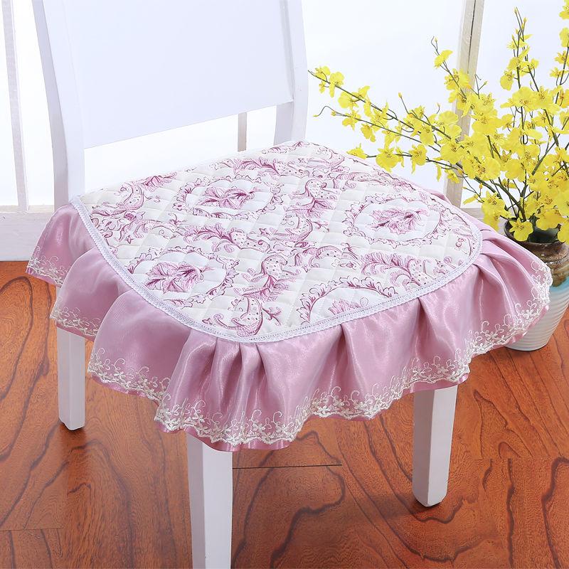 Lace Edge European Printed Dining Table Chair Cushion Four Seasons Universal Non-slip Stool Cushion with Lacing Home Decoration