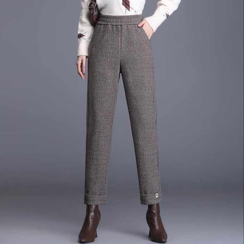 Thick Woolen Harem Pants Women's Autumn and Winter Models High Waist Loose Slimming Carrot Pants Nine Points Casual Pants