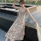 Floral Sling Dress Artificial Ice Silk Fabric Cool and Breathable A-line Skirt Mid-length Skirt Slim Female Sling Halter Dress