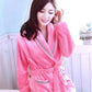 Noble Beige Ladies Pajamas Cashmere Warm Home Clothes Striped Homewear Quick-drying Bathrobe Robe Coat Long