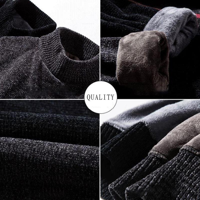 Men's Sweater Half Turtleneck Plus Fleece Thickening Autumn and Winter Youth Slim Trend Pullover Sweater