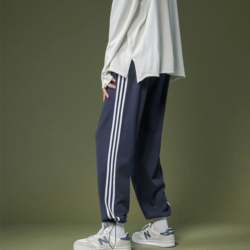 Summer Three-bar Casual Sports Pants Female Students Korean Version of Loose and Thin High Waist Drape Straight Wide-leg Pants Ins