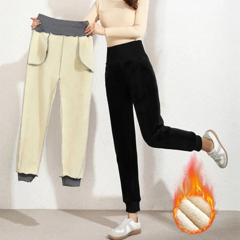 Plus Velvet Thickened High Waist Warm Autumn and Winter Casual Pants Women Wear Loose and Thin All-match Pants Women