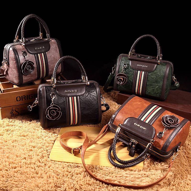 Leather HandBag Women Rose Flower Crossbody Shoulder Bags Totes