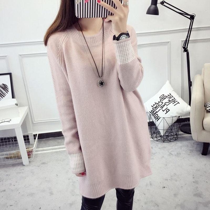 Autumn and Winter Thick Fashion Sweater Wild Knitted Loose Top Mid-length Casual Women Sweater