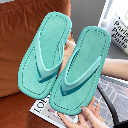 Flat-bottomed Non-slip Sandals and Slippers Women's Summer Outer Wear Flip-flops Simple Style Clip-on Beach Shoes Women