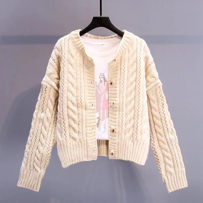 Women Short Cardigan Knitted Sweater Autumn Winter Long Sleeve V Neck Jumper Cardigans Casual Streetwear Fashion Pull Femme Coat