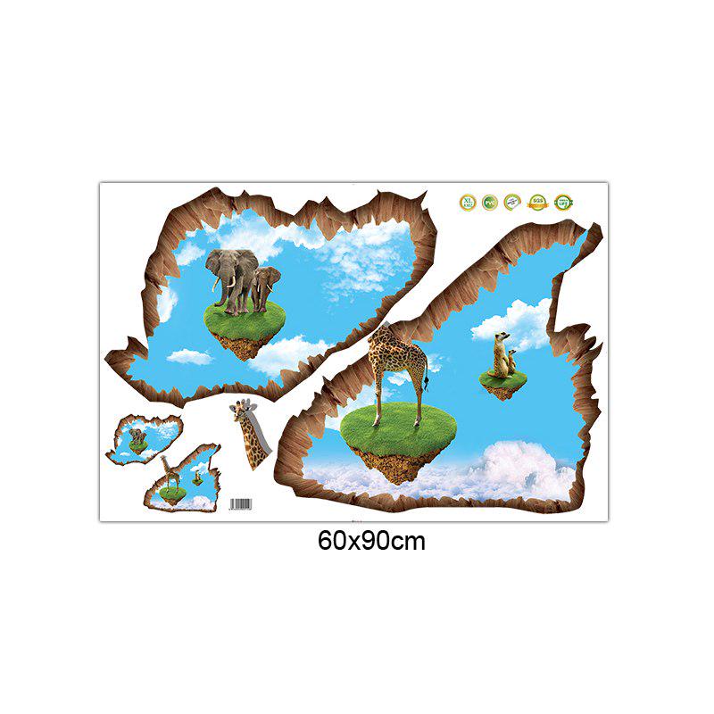 [Wall sticker] animal float island giraffe elephant clouds pvc 3d wall stickers for kids rooms kitch