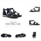 Women's Summer Sandals Cowhide Open Toe Rivet Zipper Sandals Girls Beach Shoes Home Outdoor Casual Shoes