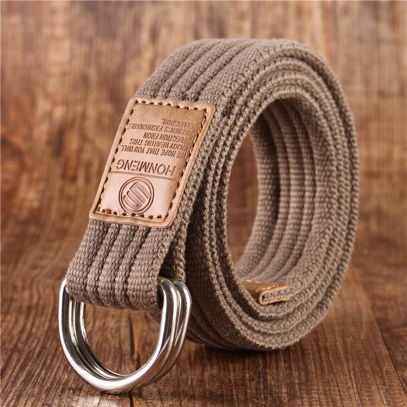 Men's and Women's Wild Canvas Belt Youth Students Double Ring Buckle Canvas Belt Woven Belt