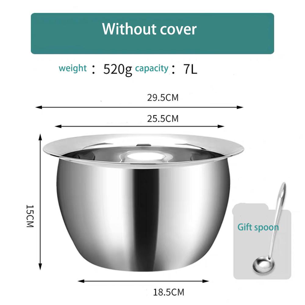 Extra-thick Stainless Steel Oil Basin with Lid Large Soup Basin with Seasoning Round Lard Egg Beater