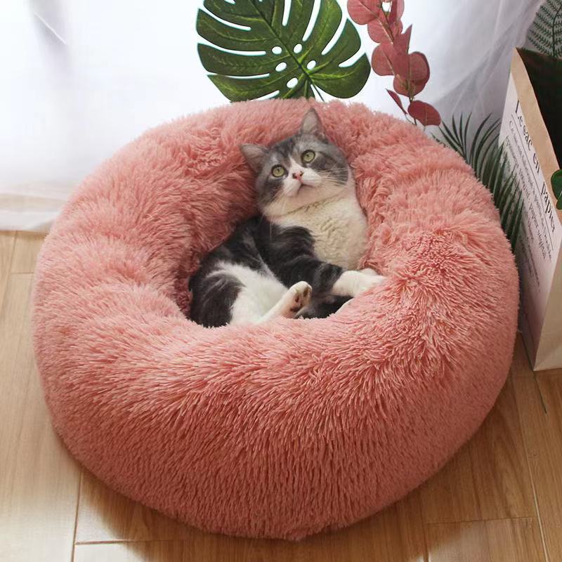Dog Bed Mat Round Plush Cat Bed Soft Warm Pets Nest Kennel Small Pet Cushion Sleeping Sofa Cotton Bed Dogs House Winter Warm Beds Doggy Sleep Mat