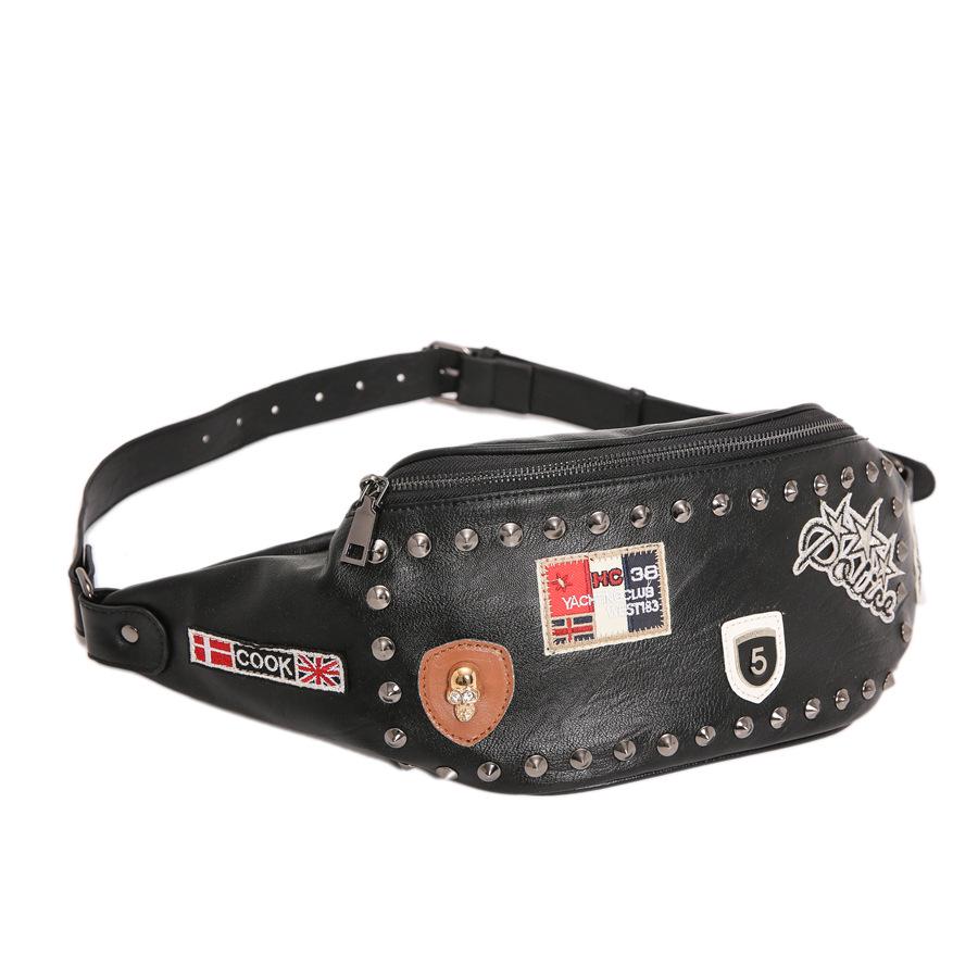 Waist Bag Men Rivet Stitching Chest Bag Mobile Phone Bag Outdoor Leisure Sports Shoulder Bag