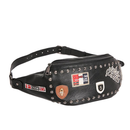 Waist Bag Men Rivet Stitching Chest Bag Mobile Phone Bag Outdoor Leisure Sports Shoulder Bag