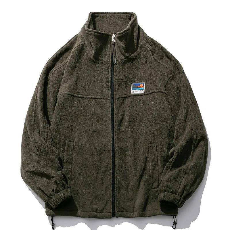 Autumn and Winter Polar Fleece Cardigan Loose Couple Can't Afford The Ball Sweater Stand-up Collar Casual Jacket Jacket Men