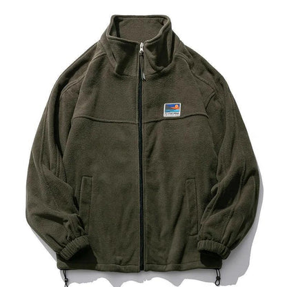 Autumn and Winter Polar Fleece Cardigan Loose Couple Can't Afford The Ball Sweater Stand-up Collar Casual Jacket Jacket Men