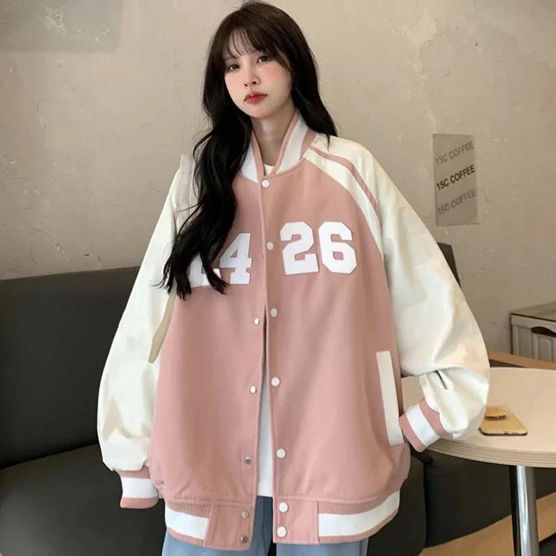 Baseball Uniform Jacket Women's Autumn and Winter Loose Tops Lazy Wind Casual High-end All-match Jacket Comfortable and Breathable