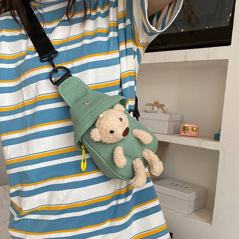 One-shoulder Canvas Bag Female Students Leisure Shopping Trend Waist Bag Fashion All-match Cross-body Chest Bag
