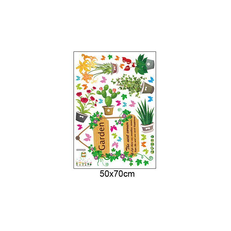 [sticker ]Pot Plant Flower Garden Butterfly Wall Stickers For Kids Rooms Baby Room Kitchen Bathroom