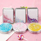 Hand-held Makeup Mirror Mini Vanity Mirror Schoolgirl Woman Flip Foldable Easy To Carry  Quicksand Sequins Small Round Mirror