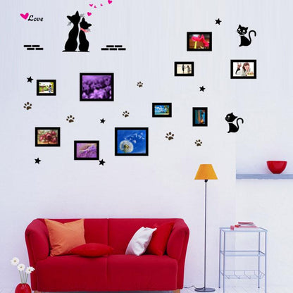 Love cat photo wall room room decoration removable TV background wall sticker