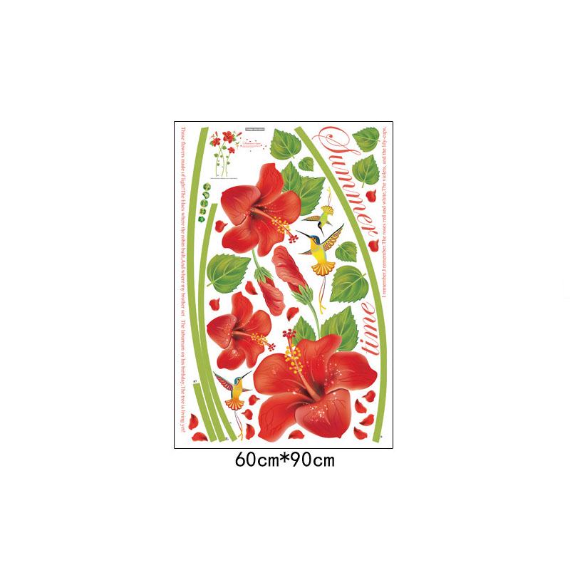 [Wall sticker ]Red Beauty Flower Wall Stickers Wall Stickers Home Decoration Living Room House Wall