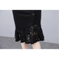 Women's Sexy Lace Dress Suit Collar V Neck Belt Ruffle Embroidered Lace Skirt Stitching Full Hip Dresses Elegant Black Bottoming Shirt Slim Fit Suit
