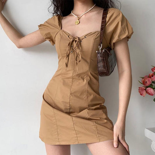 Denim Style Dress French Retro Slim Dress Slim Sexy A-line Skirt