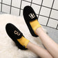 Hairy Shoes Women's Autumn All-match Round-toe Flat-bottomed Comfortable Lazy Casual Pedal Peas Shoes Moccasin Shoes