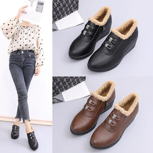 Winter Cotton Shoes Warm and Comfortable Padded Shoes Slope Heel All-match Comfortable Plush Shoes