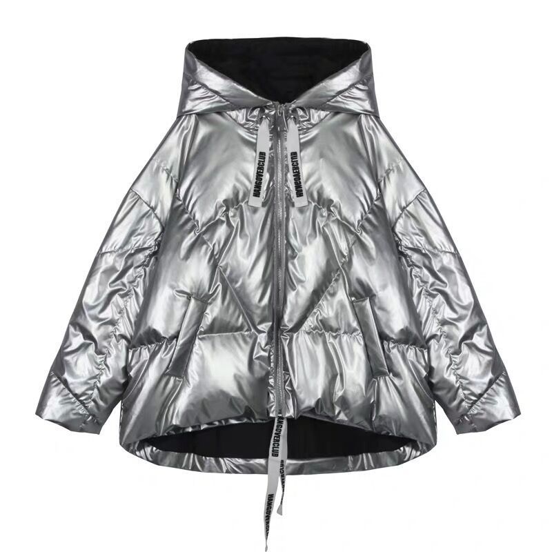 Winter Bright Face Padded Jacket Women's Loose Short Padded Jacket Bread Jacket Hooded Thick Padded Jacket