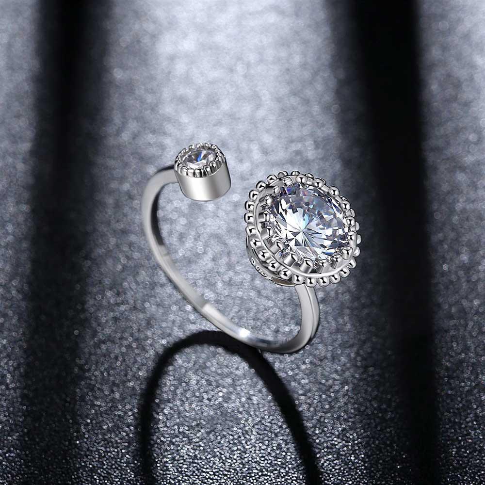 Zircon Full Diamond Bracelet Big Head Double Head Zircon Ring Double Head Zircon Open Diamond Ring Double Round Zircon Ring