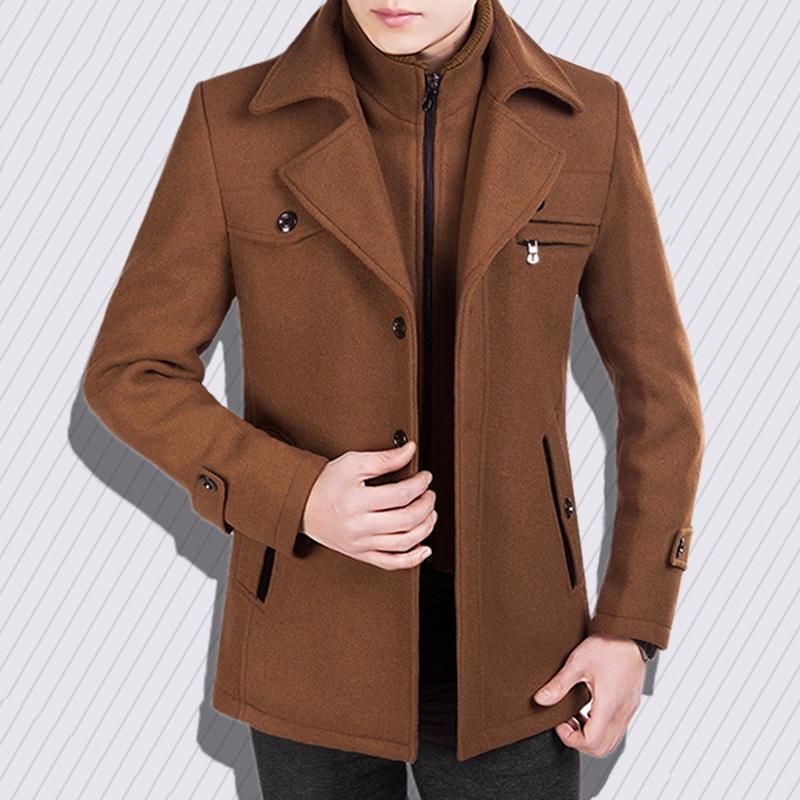 Men Winter Wool Coat Men's Jacket Simple Blends Woolen Coat Male Trench Coat Casual Overcoat