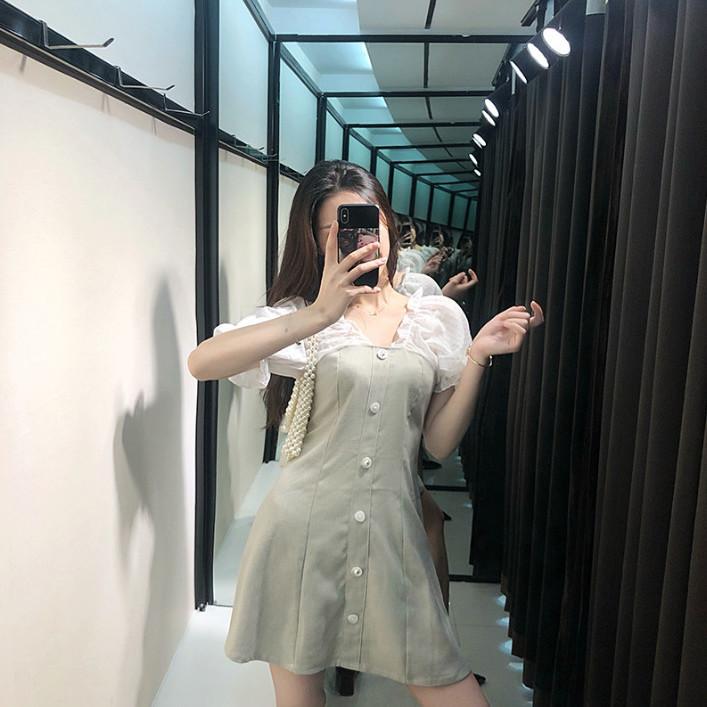 Female Simple French Vintage Elegant Dress Soft Sweet Little Fresh V-neck Slim Casual Dress