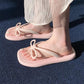 Fairy Wind Bow Flip-flops Female Summer Solid Color Outer Wear Soft Bottom Seaside Clip-on Beach Sandals and Slippers