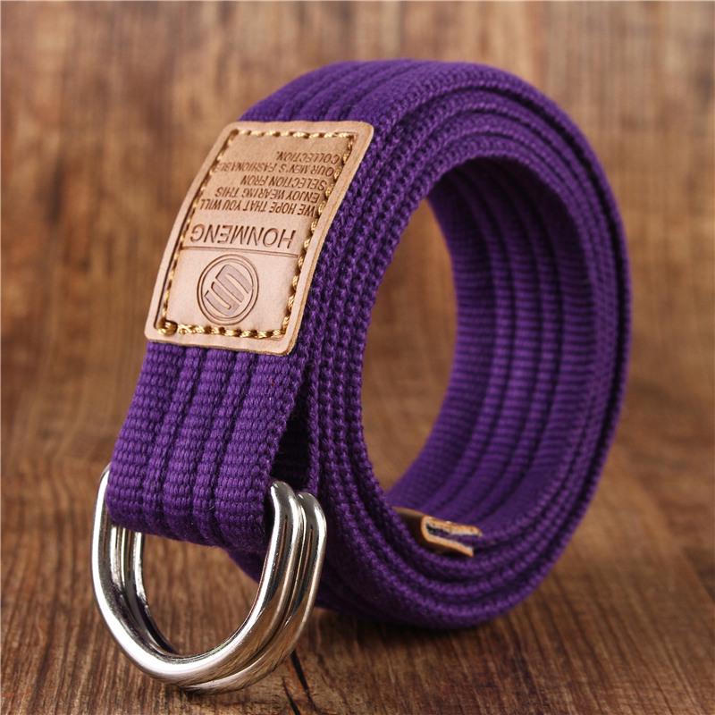 Men's and Women's Wild Canvas Belt Youth Students Double Ring Buckle Canvas Belt Woven Belt