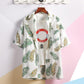 Summer Men Tees Beach Shirt Leaf Print Tee Plus Size Loose Overshirt Half Sleeve Retro Clothes Casual Male Undies Button Up Top