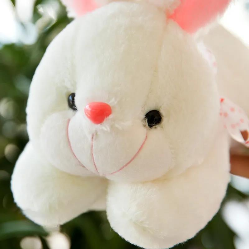 Children Lovely Little Rabbit Plush Doll Cute Silk Ribbon Lying Rabbit Plush Toys Kids Sleeping Doll Pillow Gifts