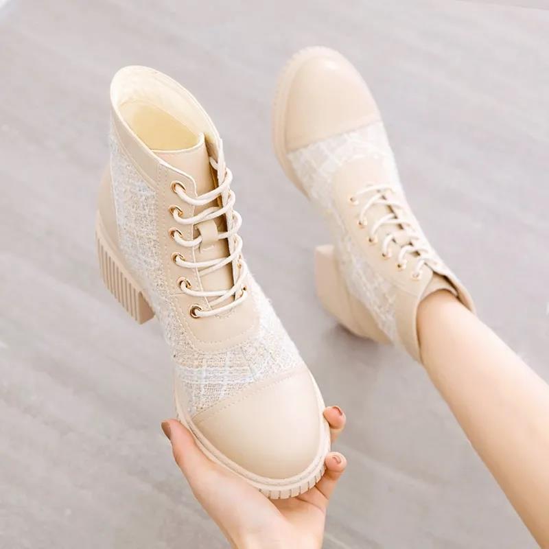 Women's Boots Martin Boots Women's Spring and Autumn Single Boots Thick High-heeled Boots All-match Women's Boots