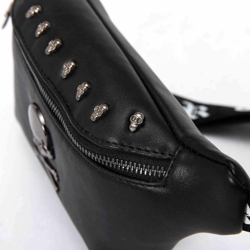 Hip Hop Waist Bag Men Black Waterproof Rivet Crossbody Outdoor Sports Travel Shoulder Bag