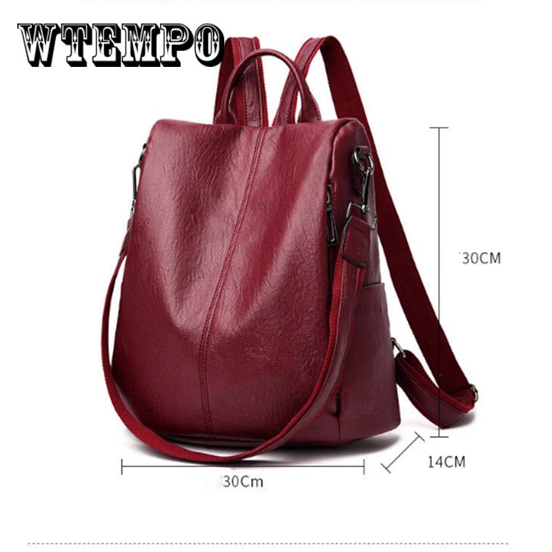 Women Backpack High Quality PU Leather School Bags For Teenagers Women Leisure Backpacks