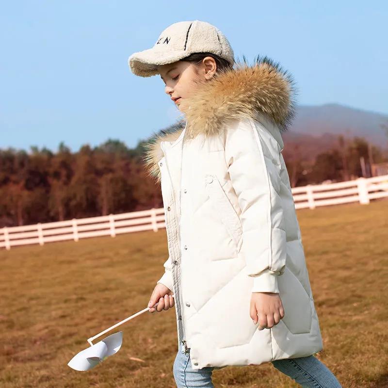 Mid-length Children's Down Jacket Winter Thick Warm White Duck Down Jacket