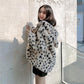 Leopard Print Fur Coat Female Imitation Lamb Hair Short Plush Bear Ears Winter Cute Fur Coat Loose Hood