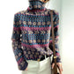 Retro Jacquard Turtleneck Sweater Women Fall/winter Loose Pullover Long-sleeved Fashion Sweater Inner Base